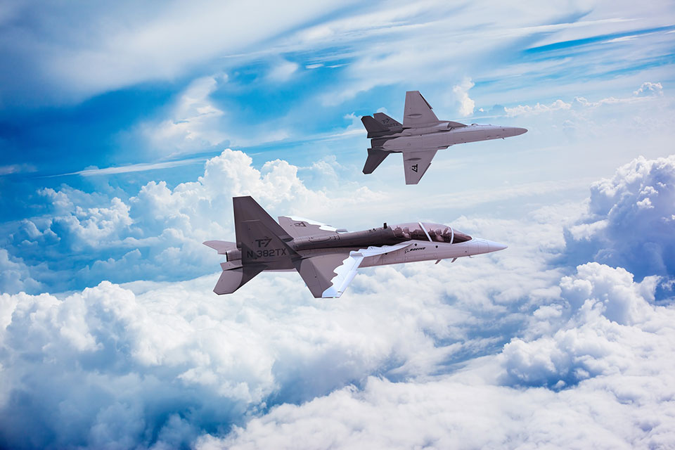 Pair of Boeing T-7 in flight